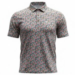 GOOD GOOD GOLF Through The Green Polo Shirt Men's L Floral Print Short Sleeve